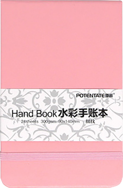 POTENTATE 遵爵 水彩手帳本 細紋 粉色封面 021511-D 300g, 9 x 14cm, 24張