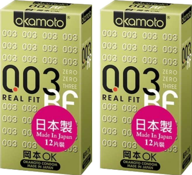 okamoto 岡本 衛生套 003 REAL FIT, 2盒, 12入