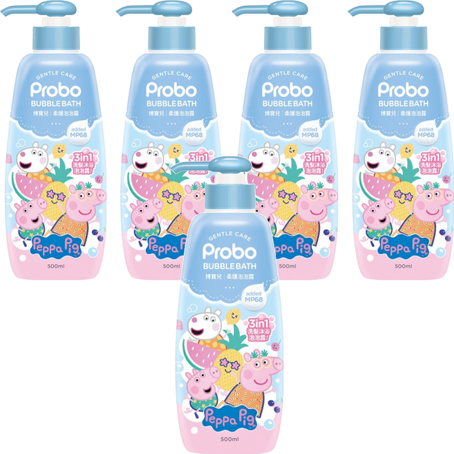 Probo 博寶兒 柔護泡泡露 佩佩豬, 500ml, 5瓶