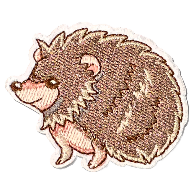 Hi 你好 刺繡貼紙, 刺蝟 棕色, 1張
