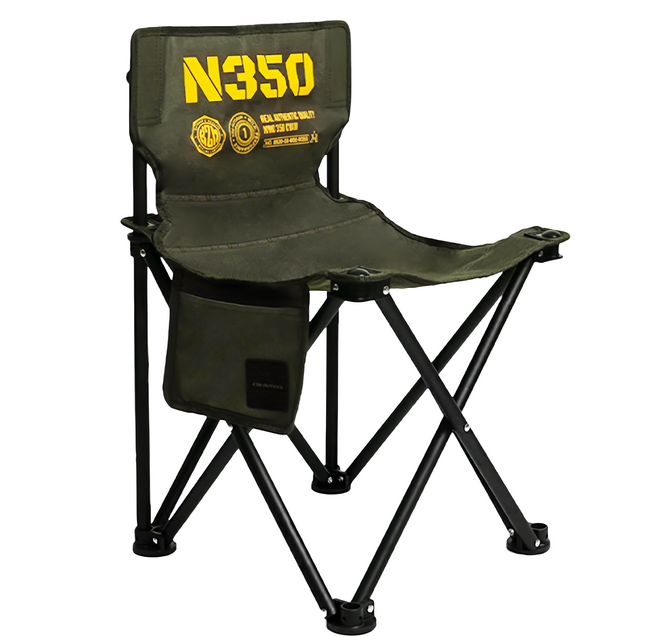 KZM OUTDOOR N350 輕巧折疊椅 展開38 x 38 x 58cm 收納61 x 13 x 13cm, 軍綠色, 1個