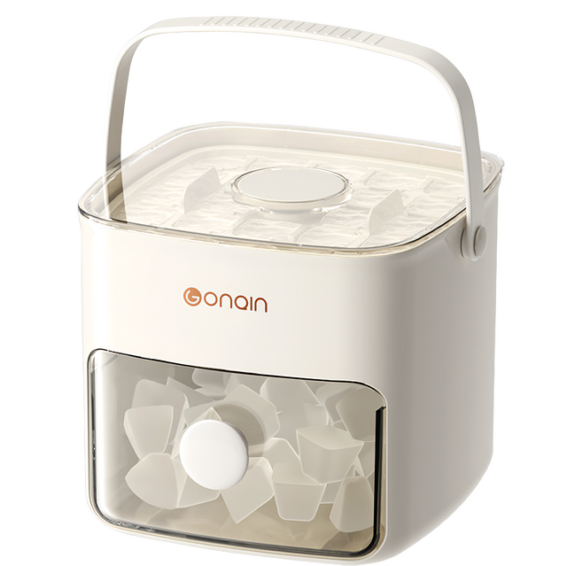 GONQIN 按壓式雙層儲冰盒, 奶白色, 1個