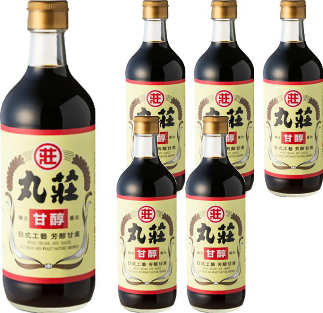 丸莊醬油 甘醇釀造醬油 非基改黃豆 天然發酵 不含防腐劑 味素 焦糖色素 食用酒精, 450ml, 6瓶