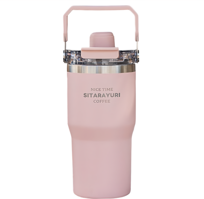 Sitarayuri 二代磁吸手提保溫杯, 600ml, 粉色, 1個