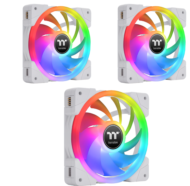 thermaltake 曜越 SWAFAN EX12 RGB 正反轉水冷排風扇 磁吸快接, CL-F161-PL12SW-A, 白色, 3個