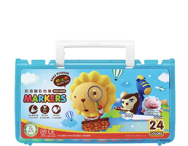 SIMBALION 雄獅 BLM 透明盒彩色筆 藍, 24色, 1盒