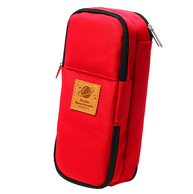 POPO FANCY 3層帆布大容量文具收納筆袋 紅色, 1個