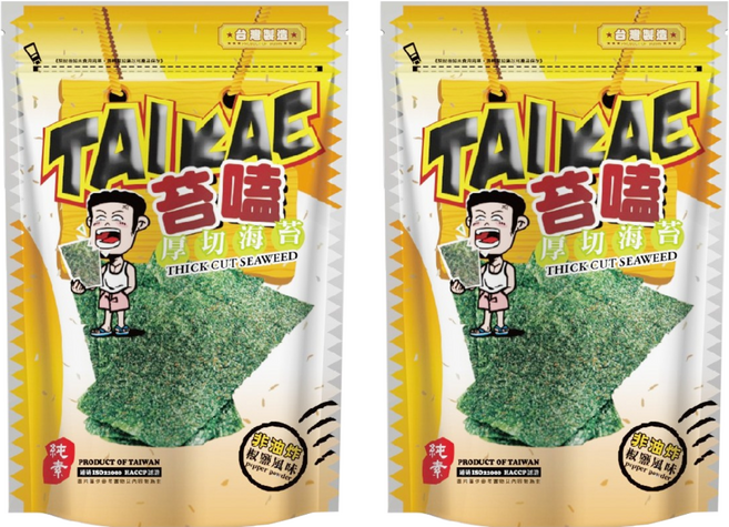 苔嗑 厚切海苔 椒鹽風味, 45g, 2包