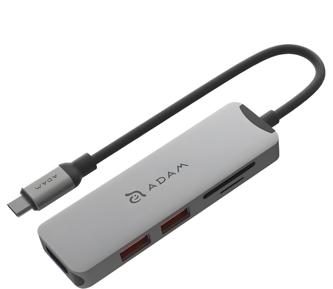 ADAM elements 亞果元素 CASA Hub USB-C Gen2 五合一多功能高速集線器 A05 292 x 30 x 10mm 52g, 灰色, 1個