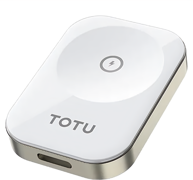 TOTU 拓途 鋅系列 攜帶型磁吸無線充電器 Lightning母, 白色, 1個