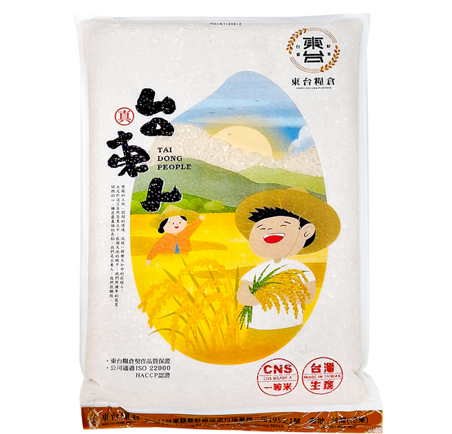 東台糧倉 台東人白米, CNS一等, 4kg, 1袋