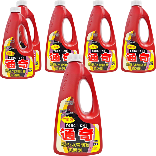 通奇 馬桶/水管阻塞疏通劑, 1L, 6瓶