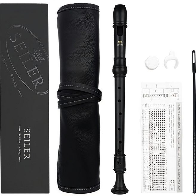 SEILER 英式中音直笛 SERA-B + 皮革收納包, 霧面黑, 1組