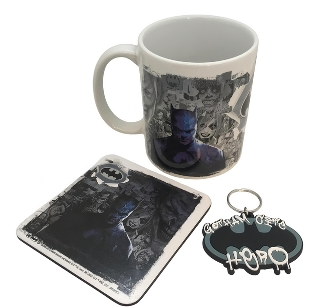 Batman 蝙蝠俠 高級禮物組 馬克杯 + 杯墊 + 鑰匙圈, 罪惡高譚, 1組