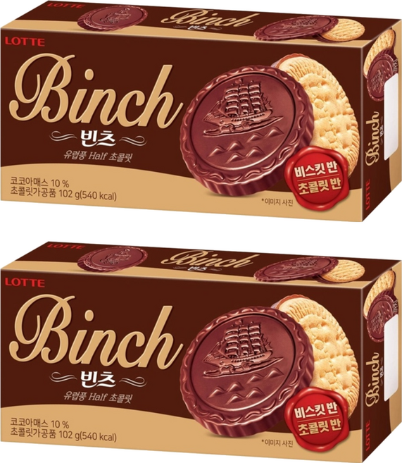 LOTTE 樂天 Binch 巧克力餅乾, 102g, 2盒