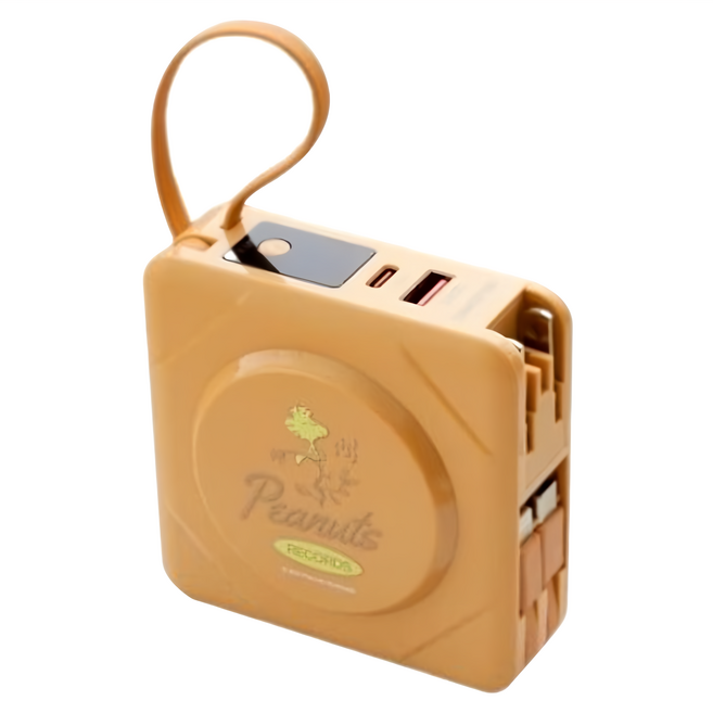 miWORKS 米沃 snoopy 7合1 無線充電快充行動電源 10000mAh Type-C/Lightning, BS-NC10K, 甜焦糖