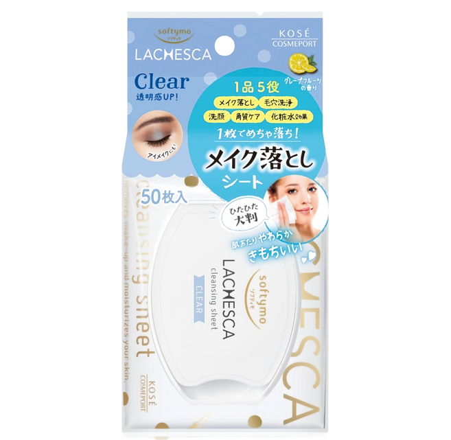 KOSE 高絲 LACHESCA 自由淨肌 台灣公司貨 零毛孔卸粧棉 輕透, 50入, 1組