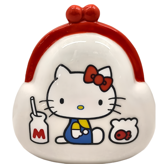 sun art Hello Kitty 陶瓷存錢筒, 零錢包造型 白色, 1個