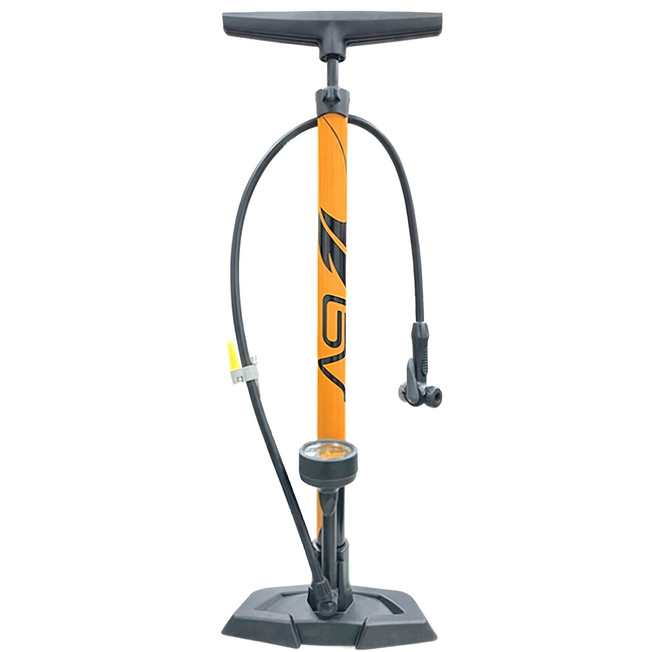 BV 高壓直立式單車打氣筒 筒高61cm 把手22.6cm 底座寬21.5cm, 芥末黃, 1組