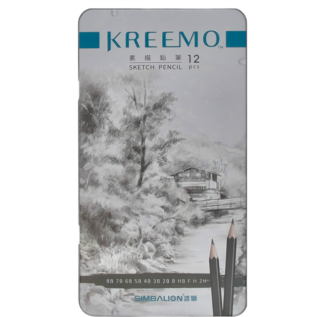 SIMBALION 雄獅KREEMO 素描鉛筆 鐵盒 12色組 KMPC-9561, 1盒