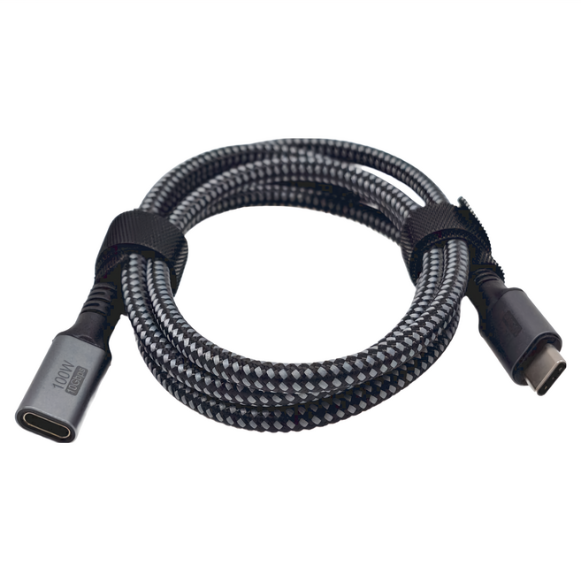 HAGiBiS 海備思 多功能Type-C公-C母 USB 4編織網傳輸延長線, 1.2m, UC32Y, 1條