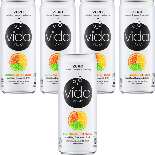 vida DyDo氣泡飲 柑橘味, 325ml, 5罐