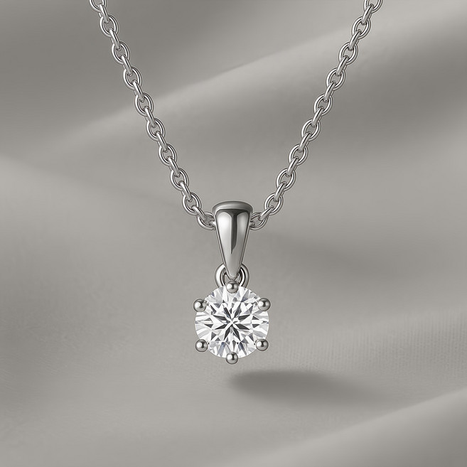 ENCLAIR 女款 莫桑鑽 925 18K 白K金填充 六爪 項鍊