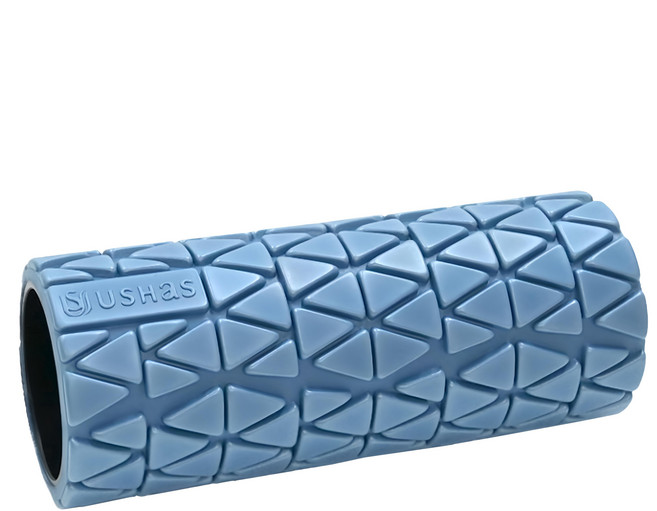 USHaS 瑜癒 ZenRoller 瑜珈舒壓按摩長滾筒 半稜紋設計 深層按摩 無毒EVA材質 高密度強度, 琉璃藍, 1個