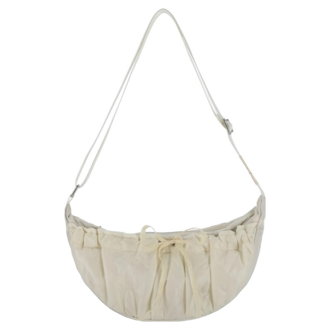 MARHEN.J 褶皺光澤尼龍輕量斜背包, 象牙白