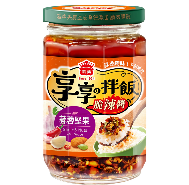 義美 享享の拌飯 蒜蓉堅果脆辣醬, 1個, 230g