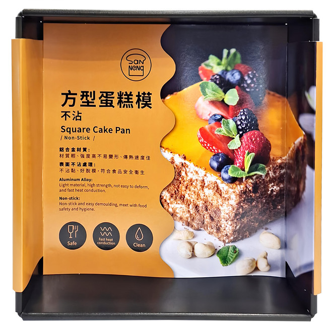 SaNNeNg 三能 1000系列不沾 12吋固定方型蛋糕模 SN5135, 1個