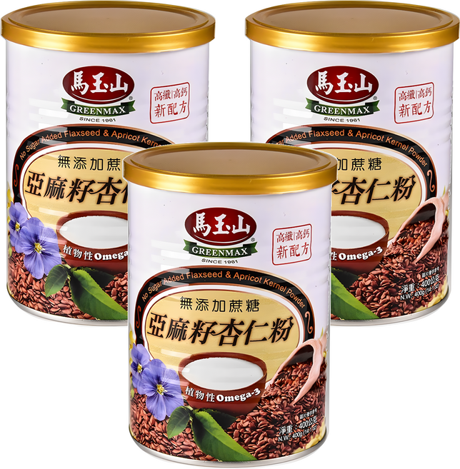 馬玉山 亞麻籽杏仁粉, 400g, 3罐