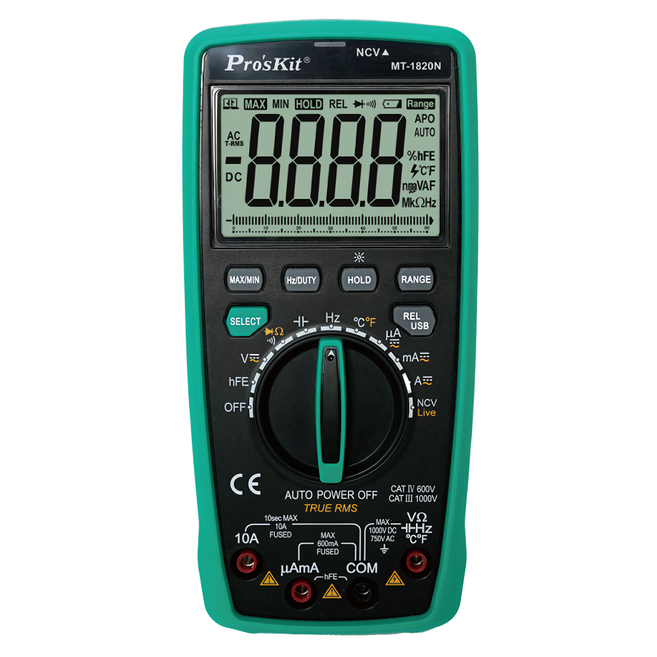 Pro'sKit 寶工 聯機型多功能數位電錶 MT-1820N 189 x 88 x 56mm 380g, 1個
