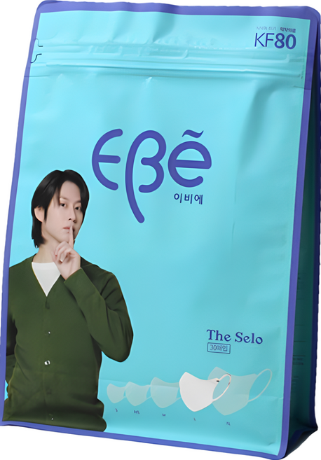 이비에 더세로 새부리형 얼큰이 마스크 특대형 KF80, 30개입, 1개, 화이트