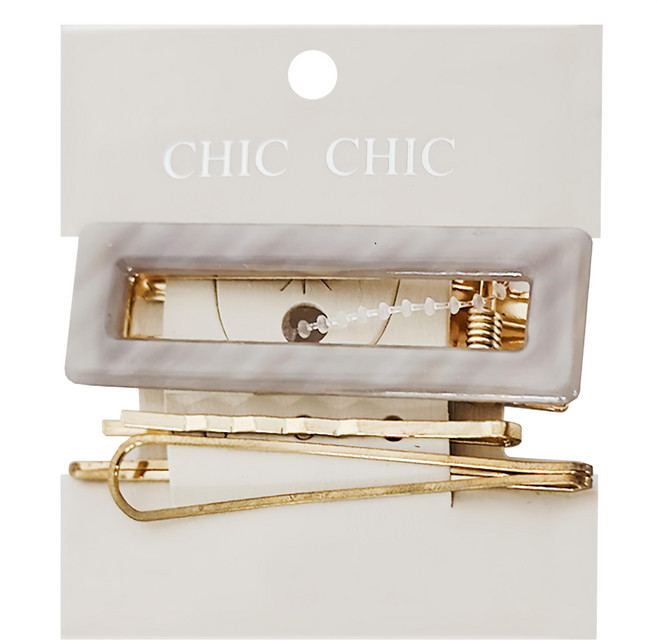 CHIC CHIC日本造型髮夾3件組-簍空方