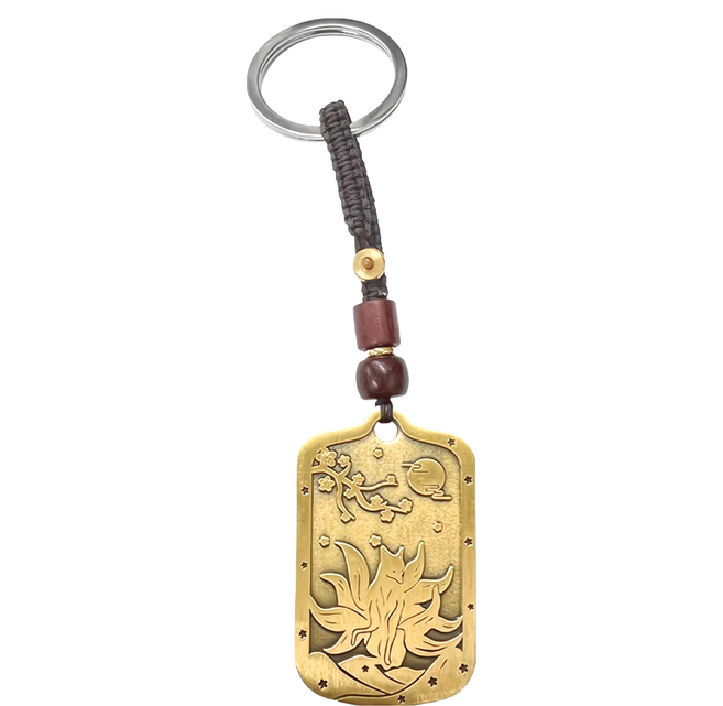 桃花貴人 九尾狐仙鑰匙圈, 金色, 1個