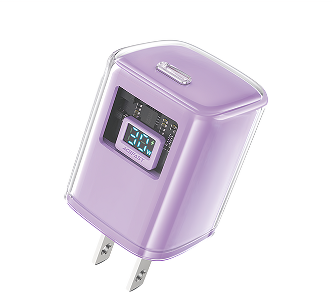 ACEFAST 探索系列 PD氮化鎵數顯電源供應器 A55 30W, 苜蓿紫, 1個