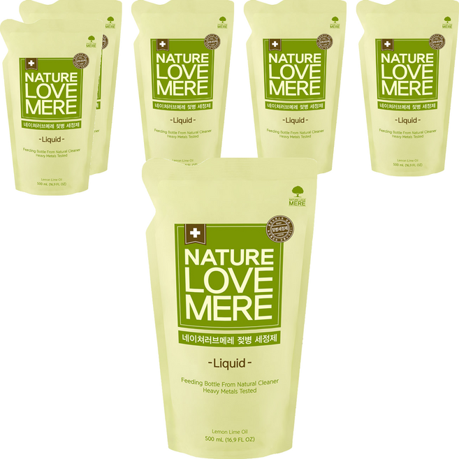 NATURE LOVE MERE 奶瓶清潔液補充包, 500ml, 6包