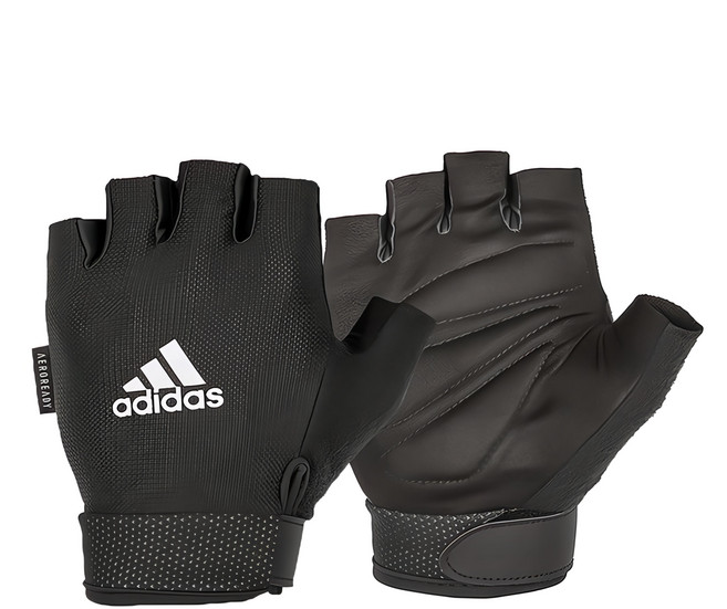 adidas 愛迪達 可調式透氣短指訓練手套, 白色, 1雙