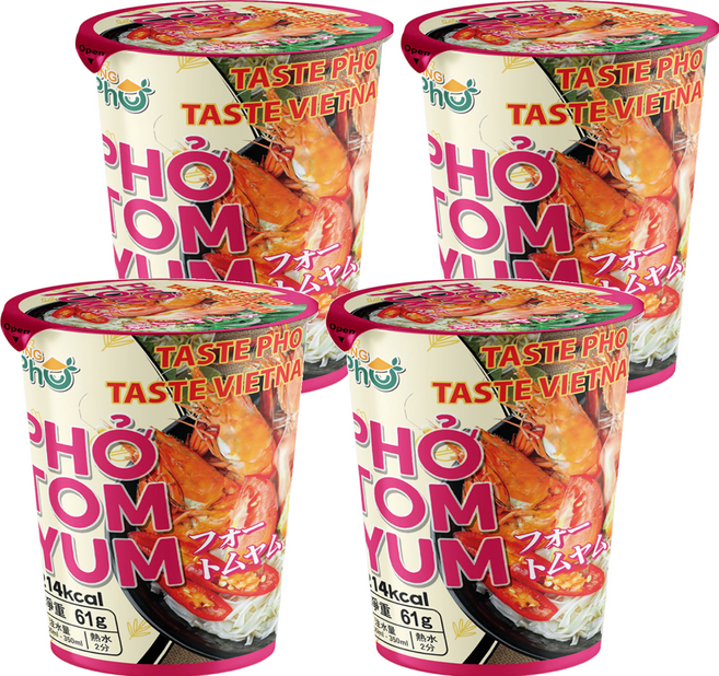 KING PHO 王麵河粉 酸辣蝦湯風味 61g, 4入