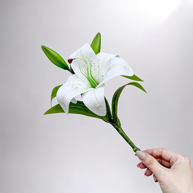 Floral M 花藝 法式花仙女仿真花花材 Lily香水百合, 優雅白, 1支