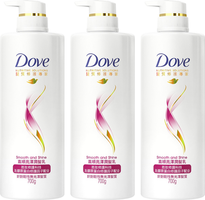 Dove 多芬 直順亮澤潤髮乳, 700g, 3瓶