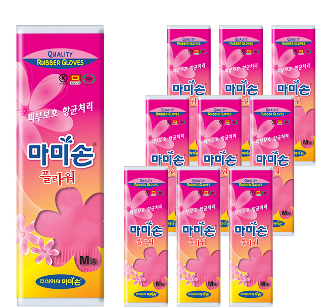 Mamison 橡膠手套, M(35 x 21cm), 粉色, 10雙