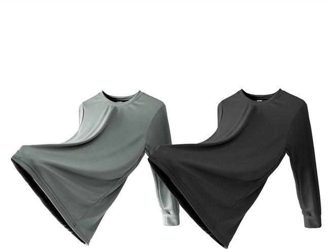 MI MI LEO 竹炭長袖防曬機能衣 2件組, 竹炭黑 + 灰綠色