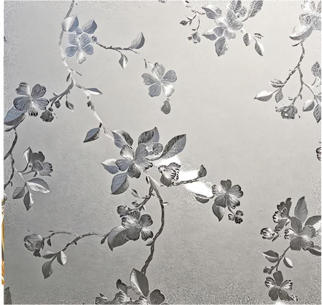 無痕自黏靜電玻璃貼, 海棠花 霧面白色