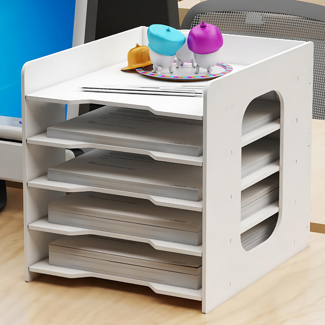 桌面多層文件架收納, 5層, 白色