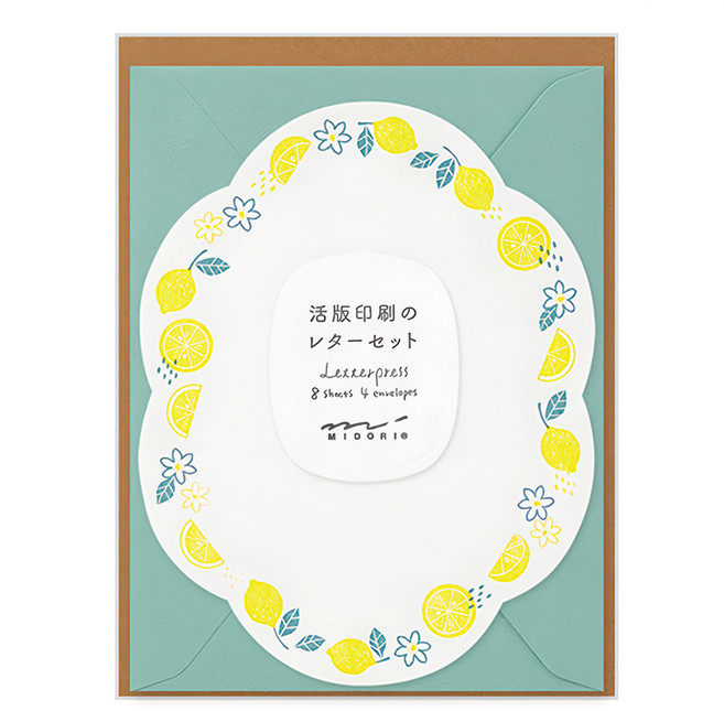 日本 MIDORI 造型信紙組 86492 檸檬, 黃色/綠色, 1組