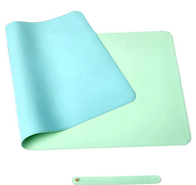 雙面拼色防水皮革滑鼠墊 70 x 35cm, 淺藍色 + 水綠色, 1個