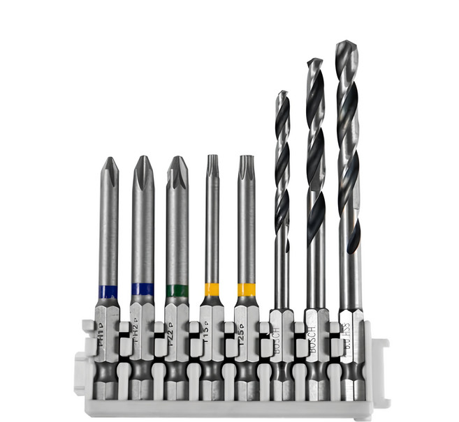 BOSCH 博世 台灣公司貨 Pick n Click 皮克力 PH/PZ/T型鐵工鑽頭/起子頭8件組 65mm, 1組