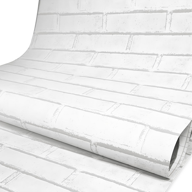 WA. WALL ART 防水自黏壁紙, 仿真磚紋 白色磚石